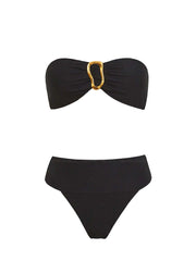 PQ Swim: Detail Bandeau-Banded High Waist Bikini (ONX-1510B-ONX-658F)